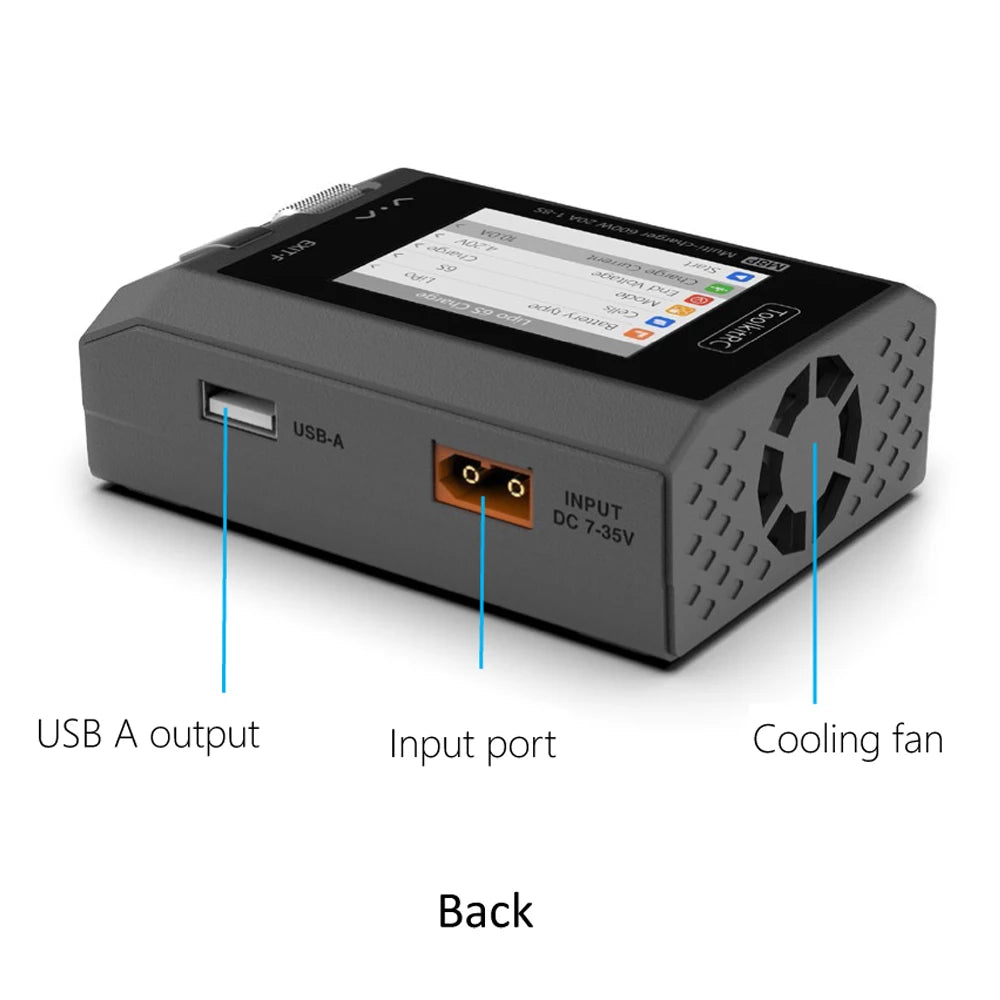 Cargador inteligente ToolkitRC M8P 1-8S, 600W 20A, carga rápida de baterías de litio para coches teledirigidos, modelos de aviación y aeronaves FPV