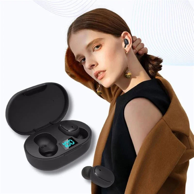 Bluetooth-øretelefoner med digitalt display og mikrofon, TWS E6S trådløst Bluetooth-headset med støjreduktion til Xiaomi, Huawei og Oppo