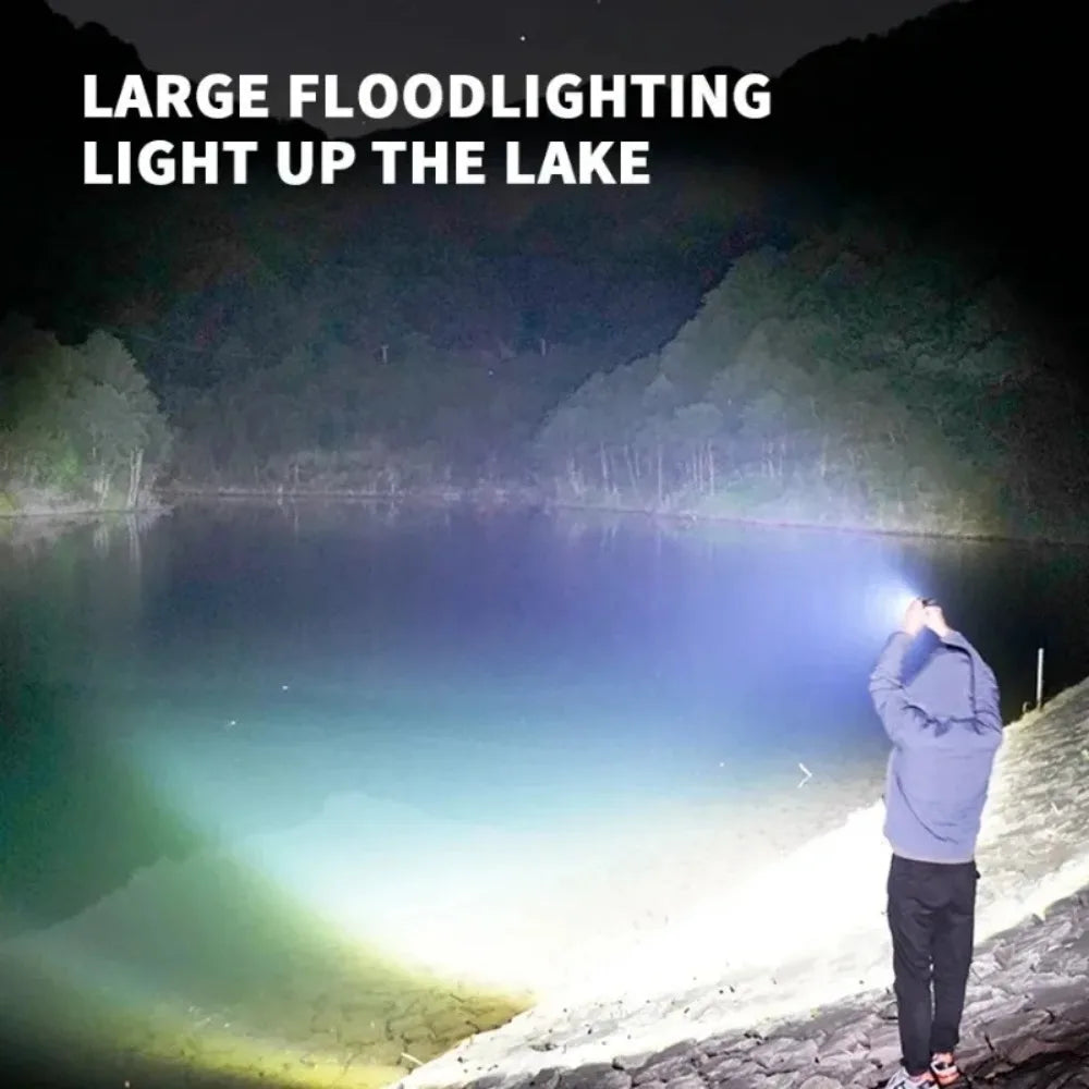 Linterna superbrillante, lámpara LED portátil recargable, farol táctico impermeable para camping y actividades al aire libre, para pesca