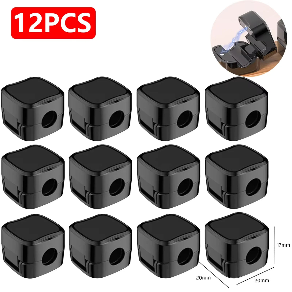 3-12 stk./sæt magnetiske kabelclips, justerbar ledningsholder under skrivebordet, organiseringsholder til kabelstyring