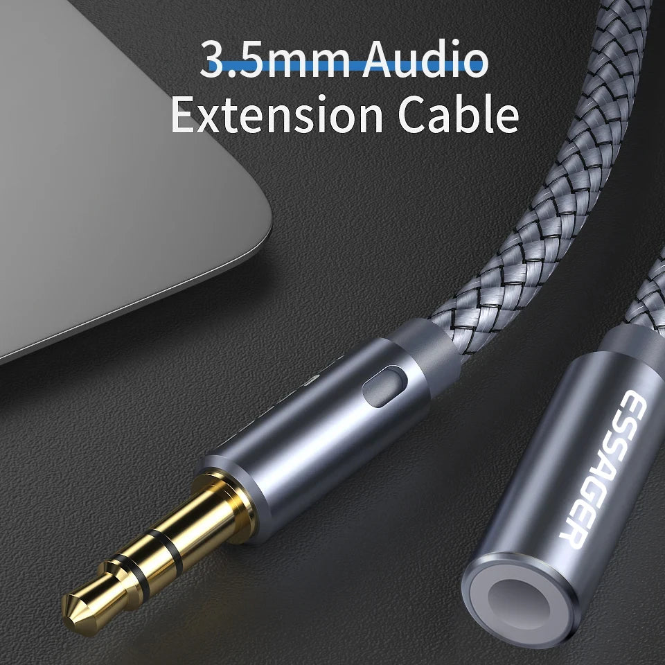 Essager Headphone Extension Cable Jack 3.5mm Audio Aux Cable 3.5 mm Female Splitter Speaker Extender Cord For Earphone Adapter