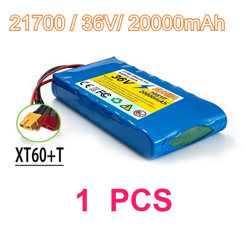 36V 20Ah 21700 Li-ion Battery Pack, 10S1P Electric Scooter Battery with XT60/DC Connector for 250W-500W Motor BMS Protection