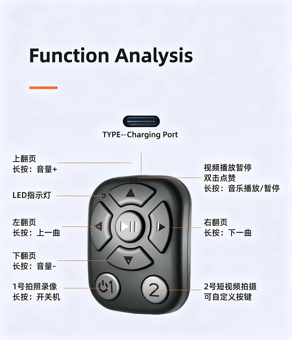 Bluetooth Scrolling Ring Wireless Remote Control, Short Video Page Turner Camera Shutter Controller, Universal Mobile Phone Tabl