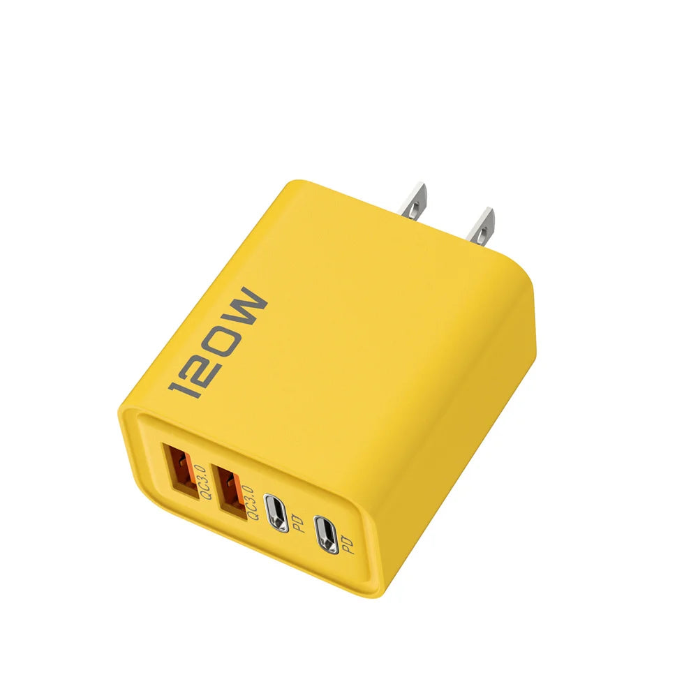 120W 4 Port USB C Charger Type C Fast Charging Phone Charger Power Adapter For iPhone Samsung Xiaomi EU/US/UK Plug Wall Charger