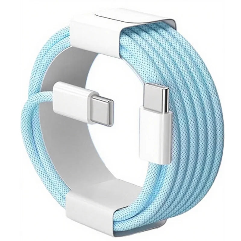 Cable de carga rápida USB-C a USB-C trenzado de nailon con PD de 60W para iPhone 17, 16 y 15 / Pro Max, compatible con carga rápida Samsung Type-C