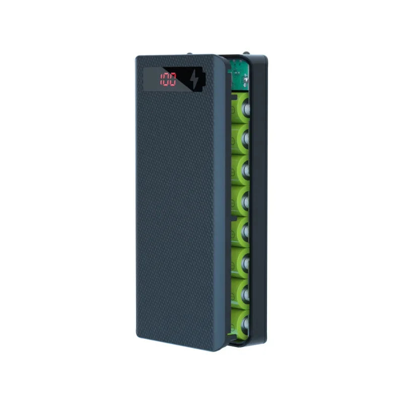 DIY-batteriboks, powerbanks skal, holder til 8-cellede 18650-batterier, opladning og opbevaring, PD-dobbelt-USB-sæt til mobiltelefonopladning