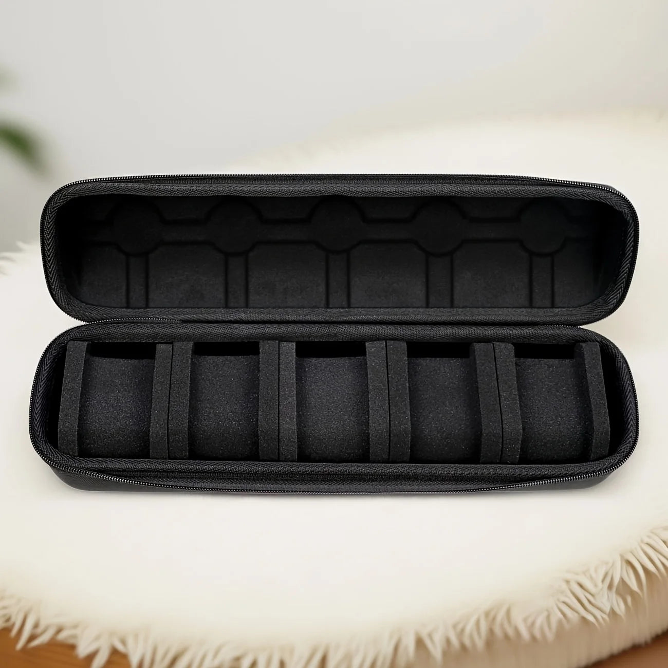1pc 5-Slot Watch Case | Hard Shell Travel Organizer with Pillow Insert - Gift Ready (Black), suitable for smart watch storage