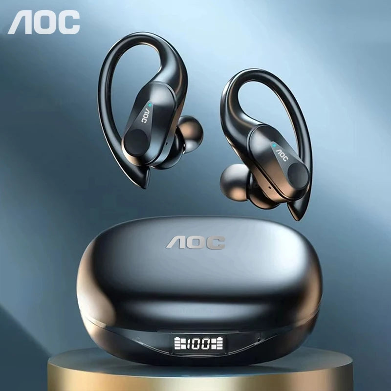 Auriculares deportivos Choice AOC LP75, Bluetooth 6.0 inalámbricos, resistentes al agua, con pantalla LED de batería, para juegos, de baja latencia