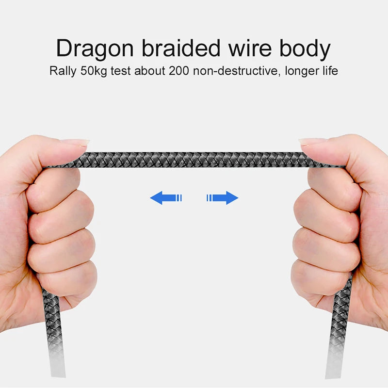 Nylon Data Cable Fast Charger USB A to Type C Charging Cable For Huawei Samsung Android Phone TypeC Charging Device 1M 2M 3M