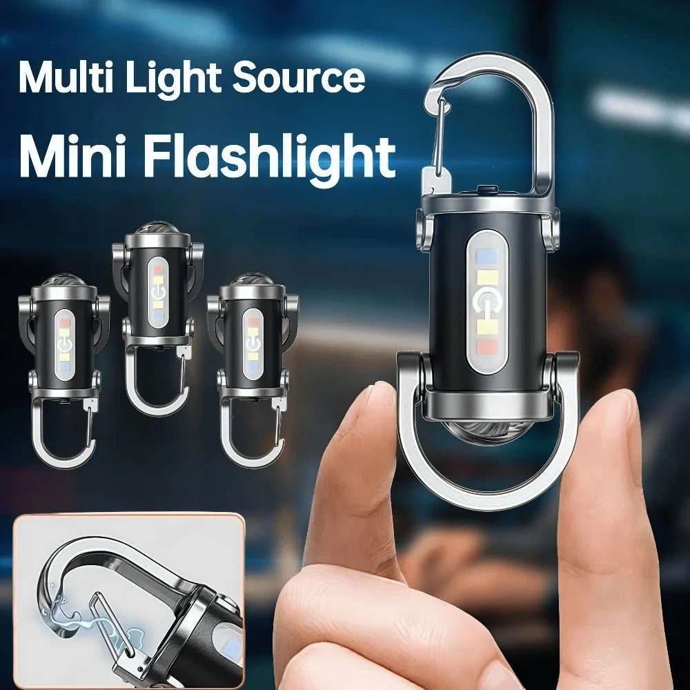 Portable Keychain Light Mini Keyring Flashlight Rechargeable Waterproof Pocket COB Work Lamp for Outdoor Hiking Outdoor Fishing