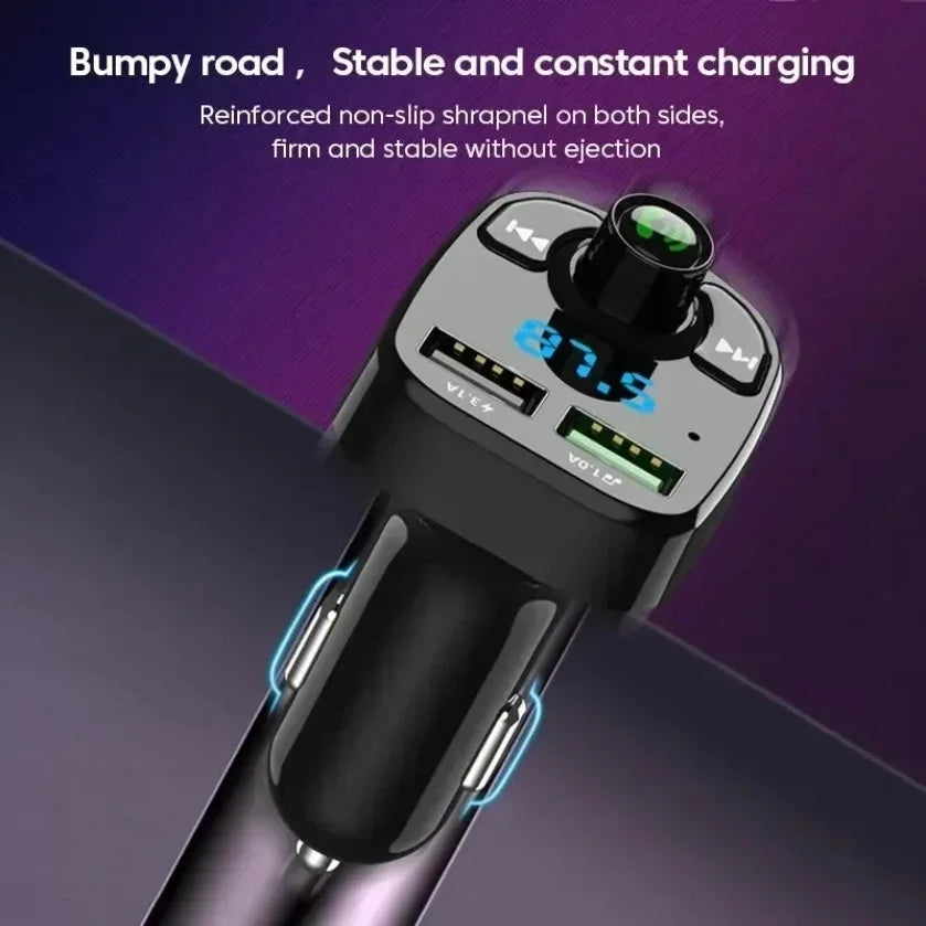 XIKCU LED MP3 Car Bluetooth FM Hands-Free Bluetooth-compaitable 5.0 Transmitter 3.1A QC3.0 PD Type C Dual USB Car Charger