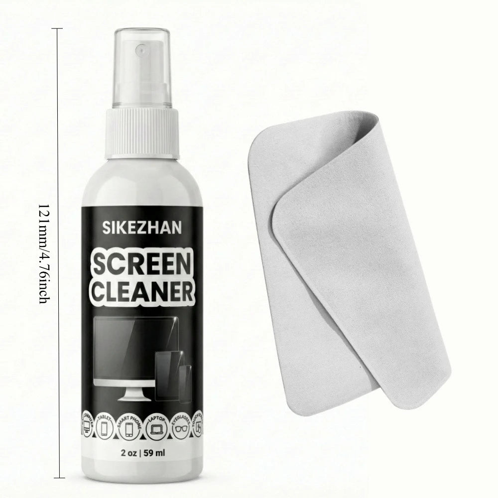 Kit de nettoyage d'écran SIKEZHAN avec chiffon de polissage - Spray sans traces pour MacBook, iPad, iPhone, ordinateur portable, moniteur et téléviseur (60 ml)