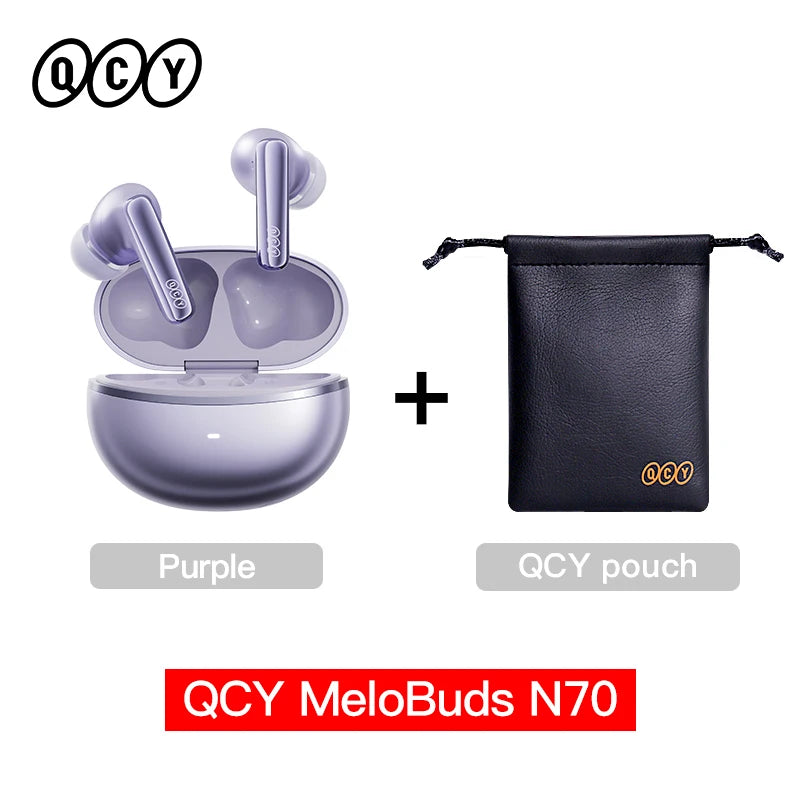 QCY MeloBuds N70 Écouteurs sans fil ANC adaptatifs Bluetooth 6.0 LDAC Audio Hi-Res 6 micros Écouteurs avec chargement sans fil 50h IPX5