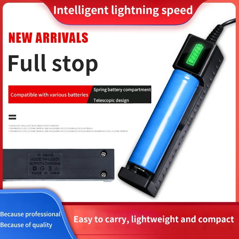 Cargador de baterías 18650 con 1/2/4 ranuras, carga doble para baterías 18650 de 3.7V, cargador USB para baterías de litio recargables 16340 14500 18650