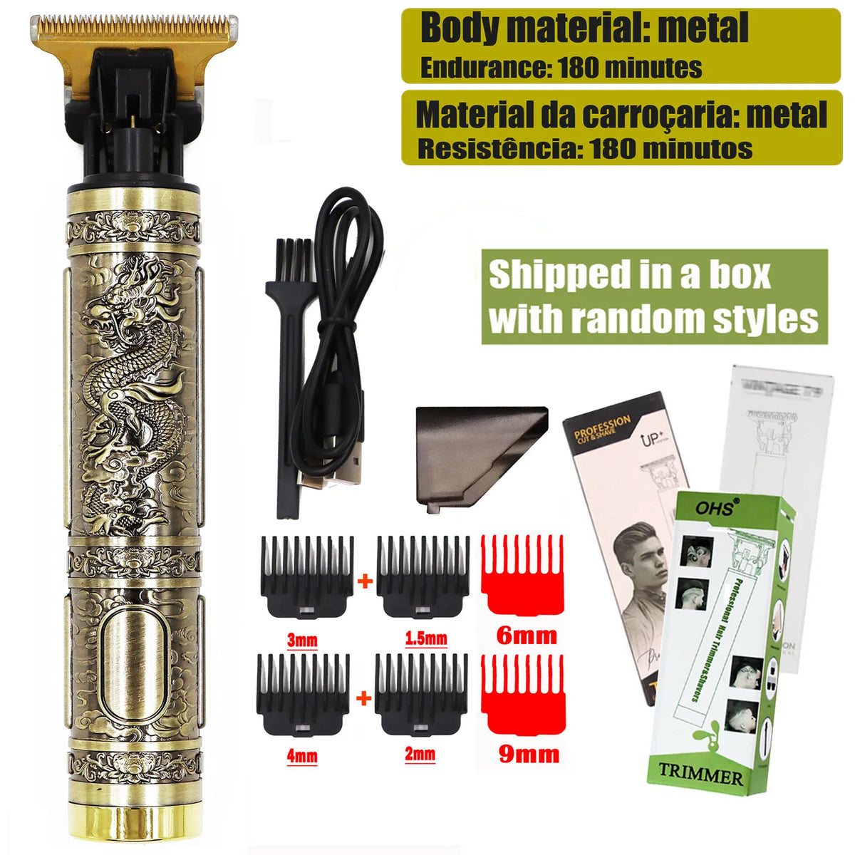 OHS Electric Hair Clipper Professional USB Cordless Clipper Professional Beard Trimmer Haircut Grooming Kit Hair Cutting Machine
