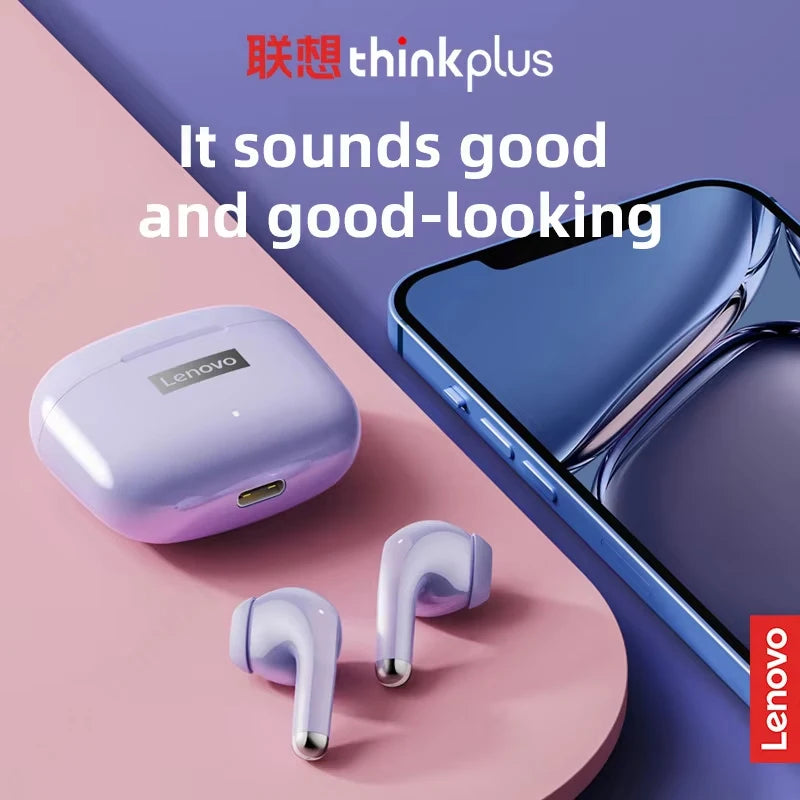 Auriculares Lenovo LP40 Pro Bluetooth V5.3, ligeros y resistentes al sudor, compatibles con teléfonos inteligentes, portátiles y computadoras