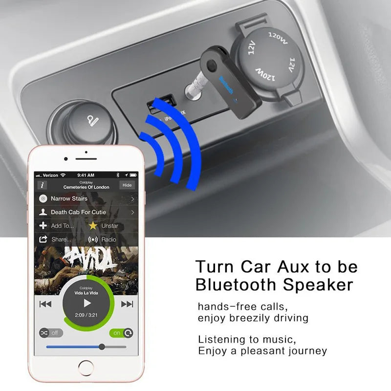 2-i-1 trådløs Bluetooth 5.0-modtager med 3,5 mm-jackstik til bil, musik og lyd via AUX, A2DP-hovedtelefonssender, adapter med håndfri funktion