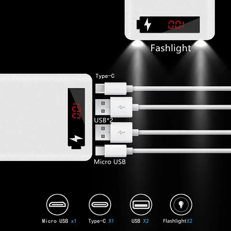 Caja DIY para baterías, carcasa para batería externa, soporte para 8 baterías 18650, carcasa de carga y almacenamiento, kit PD con USB doble para cargar teléfonos móviles