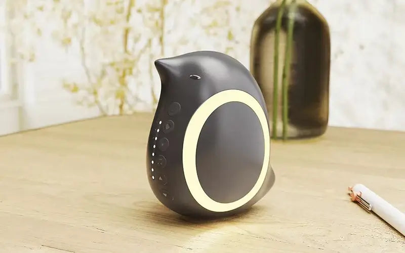 Bærbar justerbar elektrisk enhed til at berolige babyer under søvn med natlys, Bluetooth-højttaler, hvid støj, vibrationer og beroligende musik