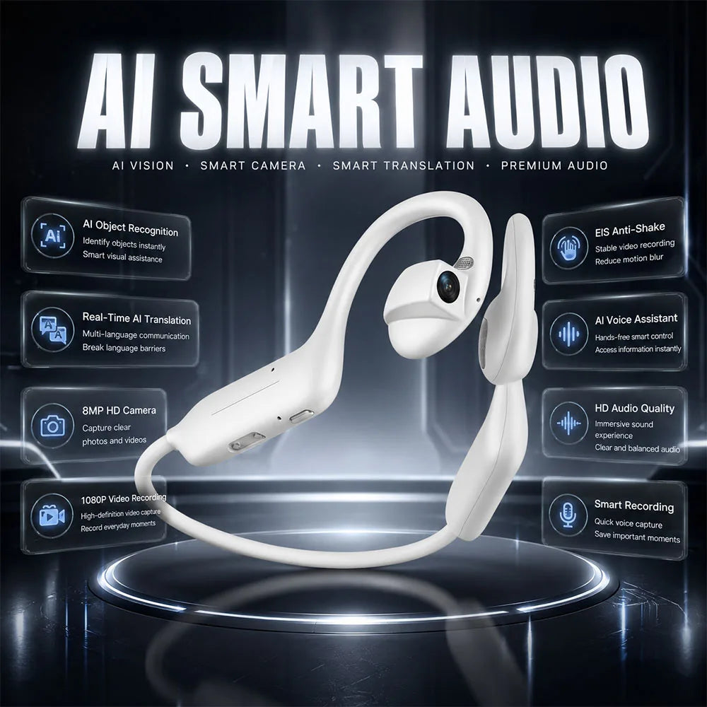 Nuevos auriculares Bluetooth UHD 1080P, cámara de 800W, portátiles, traductores inteligentes, música para exteriores, cómodos de llevar