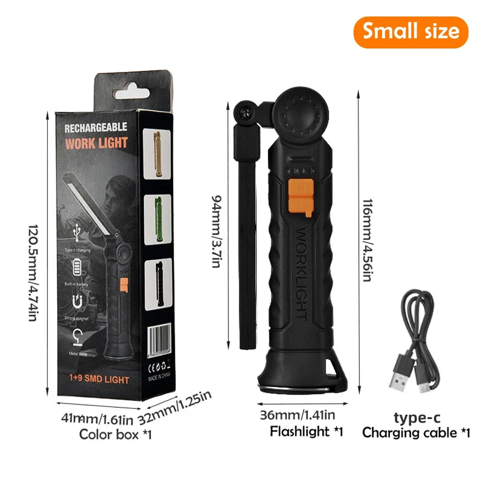 Portable LED COB Search Lights With Magnetic & Hook Built-in Battery Rechargeable Work Light Outdoor Waterproof  Emergency Lamp