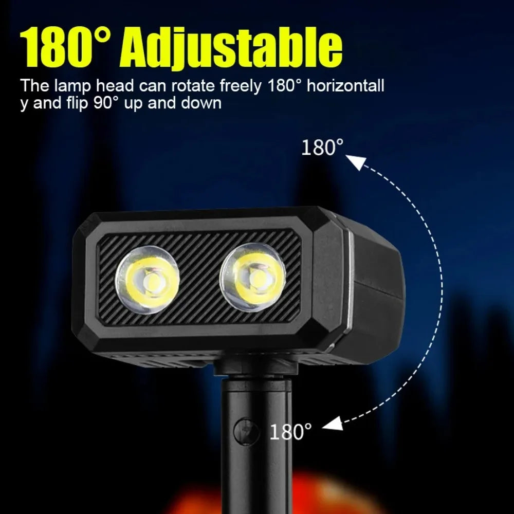 Transportabel, 180° drejelig og udtrækkelig LED-lommelygte, vandtæt arbejdslampe med magnetisk fastgørelse til camping, fiskeri og vandreture