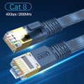 Fladt CAT 8-netværkskabel til internet, 40Gbps, 2000MHz, rundt RJ45-LAN-kabel med nylonfletning, patchkabel til modem, router, PC, PS4/5/6 og Xbox