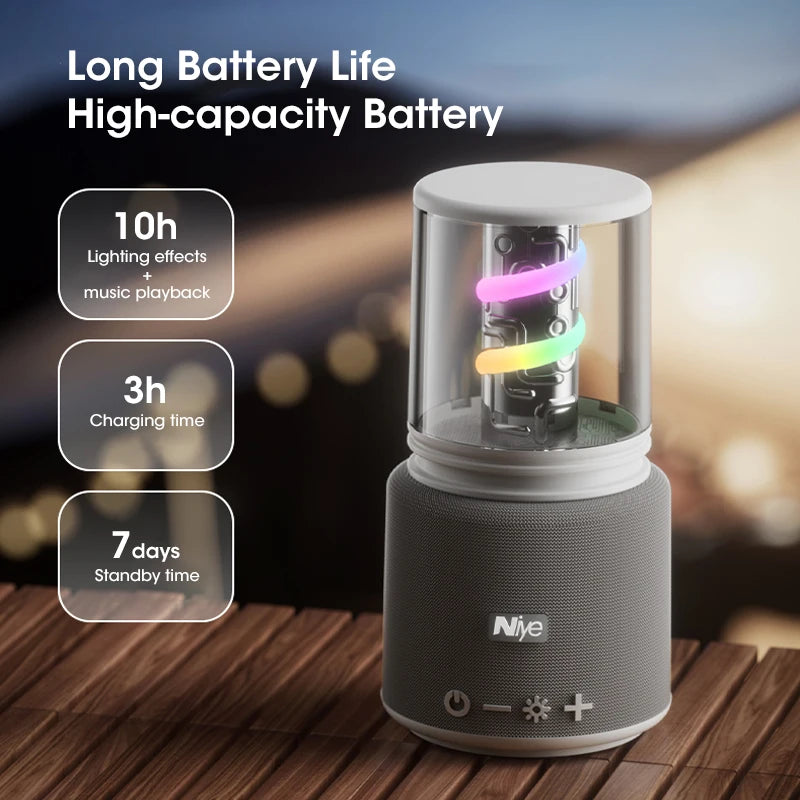 Wireless Bluetooth 5.3 Portable Waterproof Speaker HIFI Surround Bass Subwoofer Car Audio with LED Light Effects