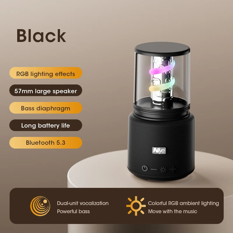 Wireless Bluetooth 5.3 Portable Waterproof Speaker HIFI Surround Bass Subwoofer Car Audio with LED Light Effects