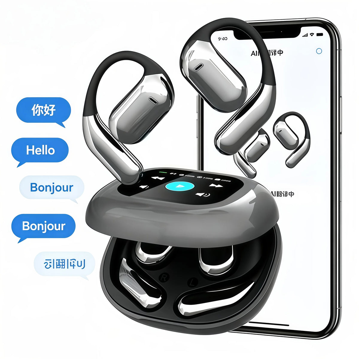 2026 New AI ENC Open Ear Bluetooth Earphones HiFi Stereo Sound Wireless Headphones Pain Free Long Wearing Sports Earbuds