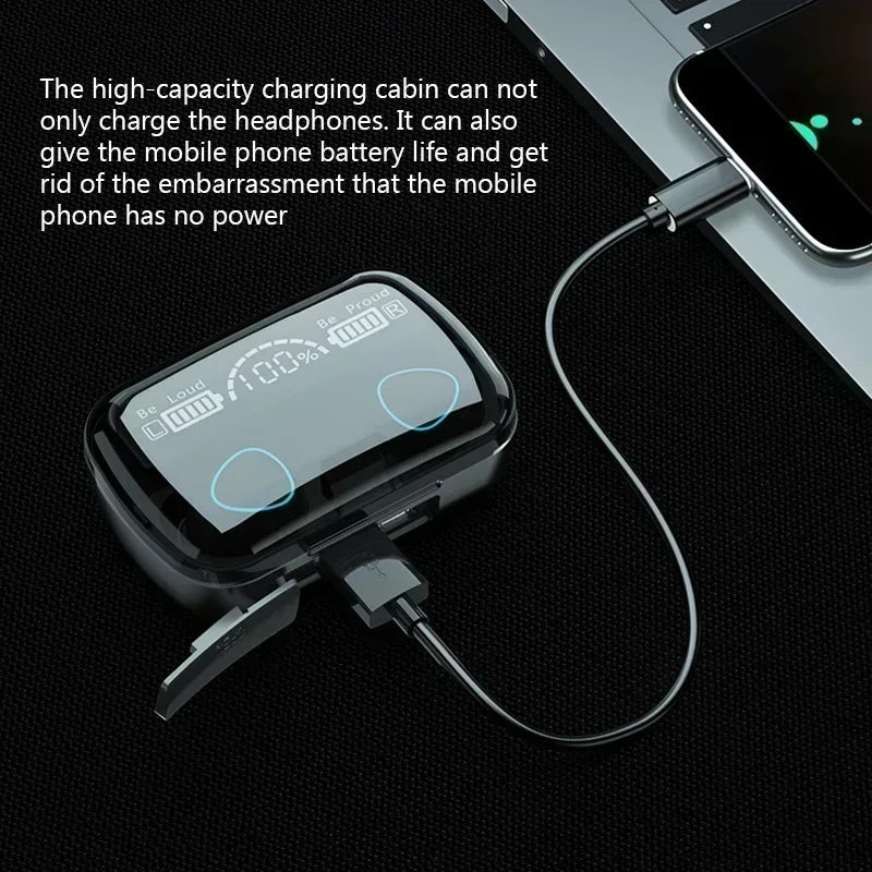 Auriculares inalámbricos 9D estéreo con caja de carga, deportivos, impermeables, Bluetooth TWS con micrófono