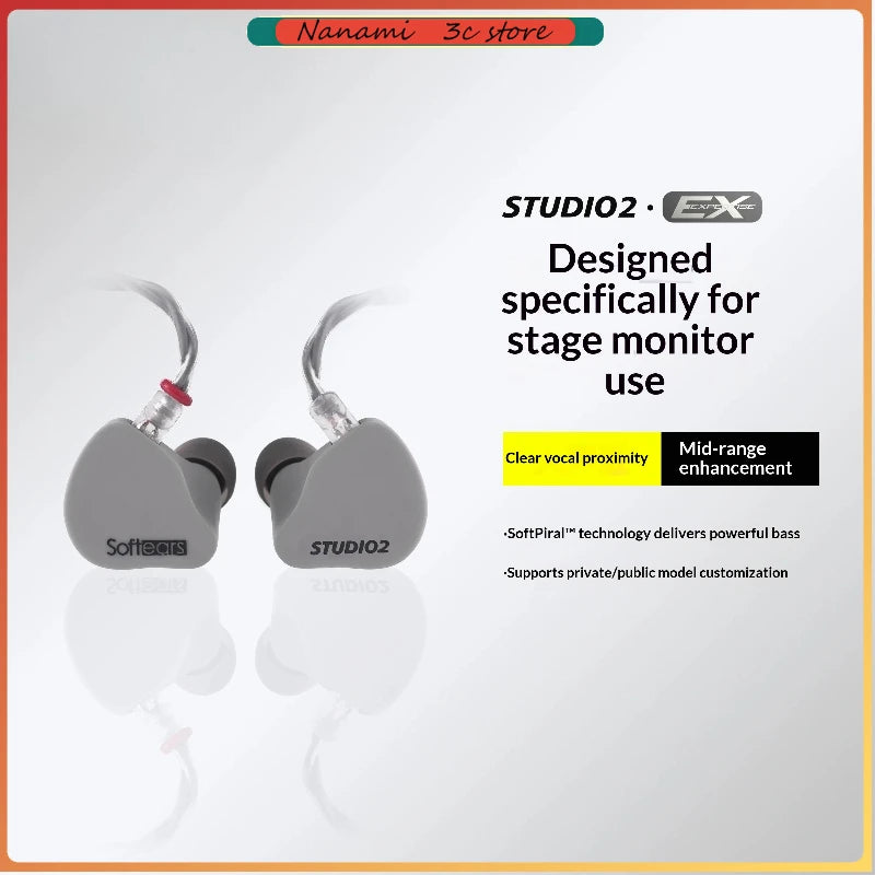 Softears Studio2 HiFi Wired Headphones for Stage Lead Singer Monitor In-Ear Earphones GIfts