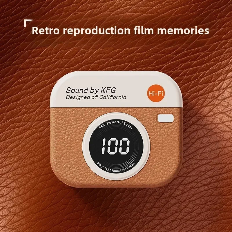 Wireless Bluetooth headphones retro camera creative battery level display music headphones long-lasting battery life