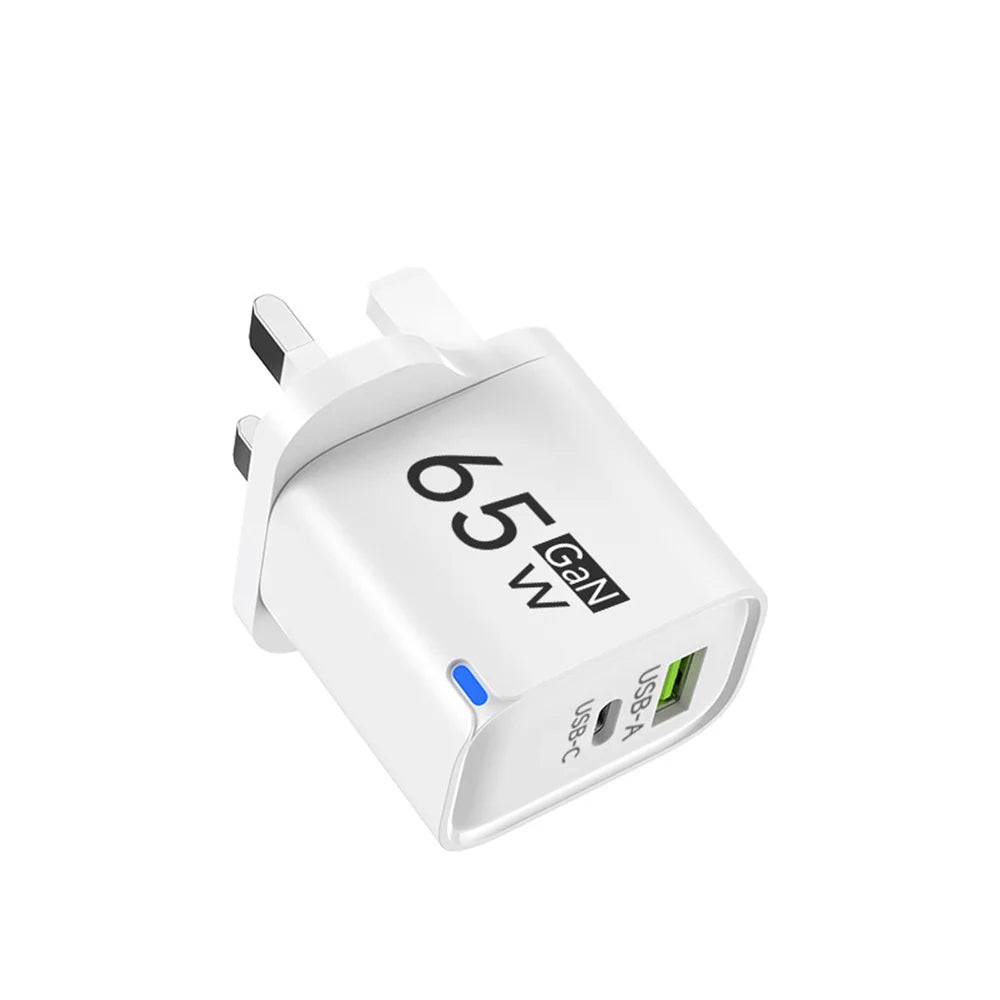 65W Fast Charge USB Type C Charger GaN Mobile Phone Adapter For iPhone Xiaomi Huawei Samsung Oneplus High Speed Charging Adapter