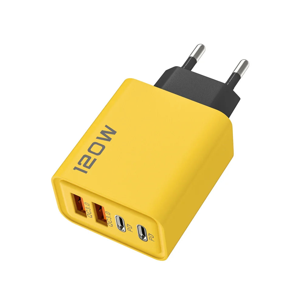 120W 4 Port USB C Charger Type C Fast Charging Phone Charger Power Adapter For iPhone Samsung Xiaomi EU/US/UK Plug Wall Charger