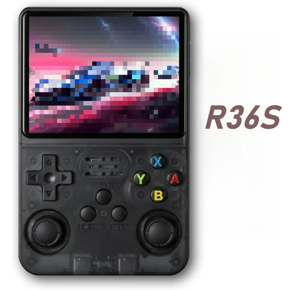 R36S retrospilkonsol med 3.5-tommers IPS-skærm og Linux-system, bærbar retrospilkonsol med 64GB og 20000+ klassiske spil