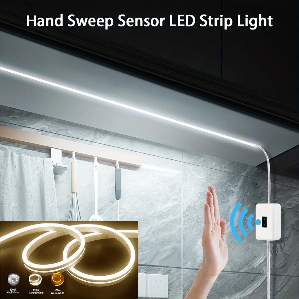 Neon-LED-lysstrimmel, 5V USB, smart gestussensor, lysdæmper, fleksibelt vandtæt silikone-neonskilt, lysreb til rumdekoration