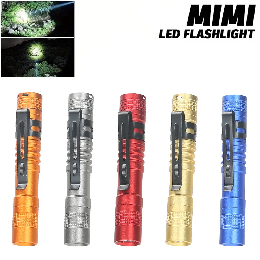 Mini linterna LED portátil tipo bolígrafo con clip, ultrabrillante y de alto lumen, linterna de bolsillo de mano para camping, exteriores y emergencias