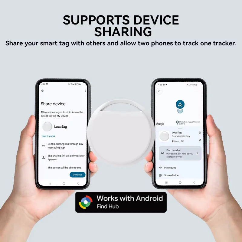 Navigations- og tracker til Android-telefoner, fungerer med Google Find Hub-appen, fjernlokalisering og nøglefinder til Xiaomi, Samsung og Pixel med GMS