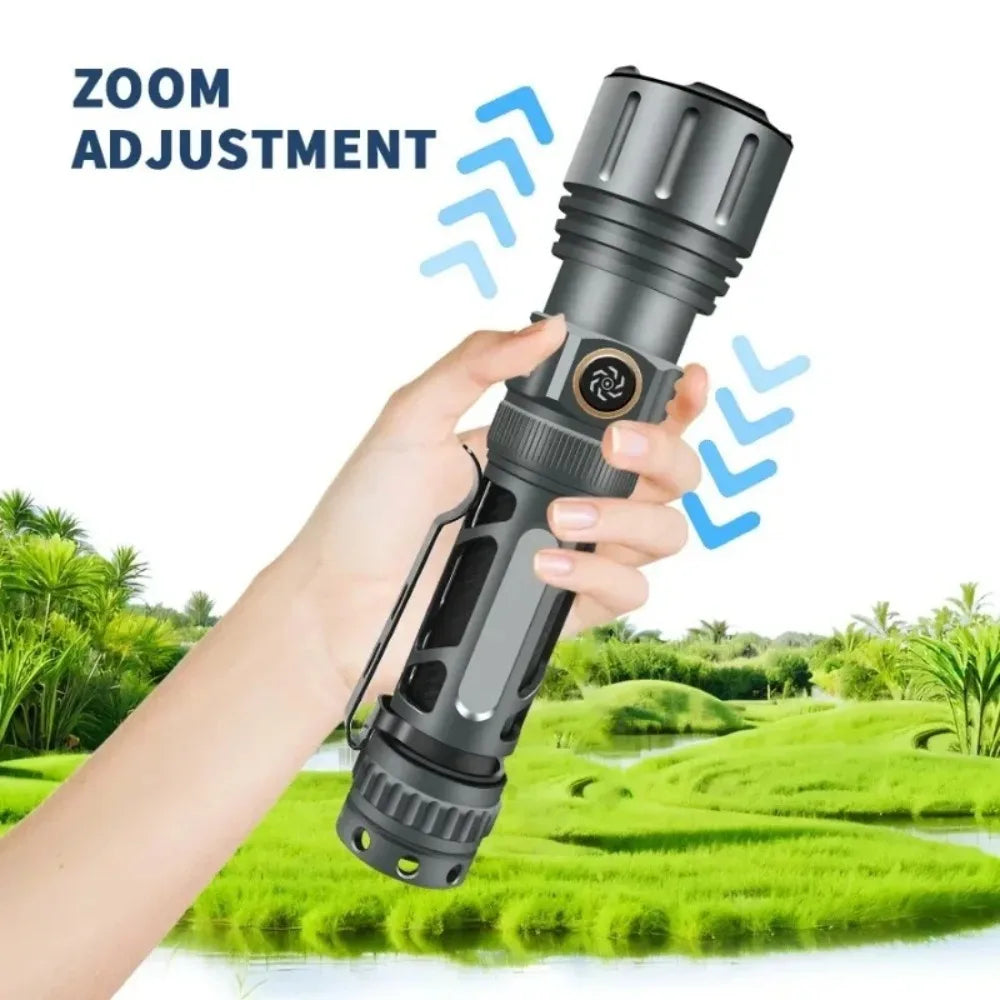 Linterna superbrillante, lámpara LED portátil recargable, farol táctico impermeable para camping y actividades al aire libre, para pesca