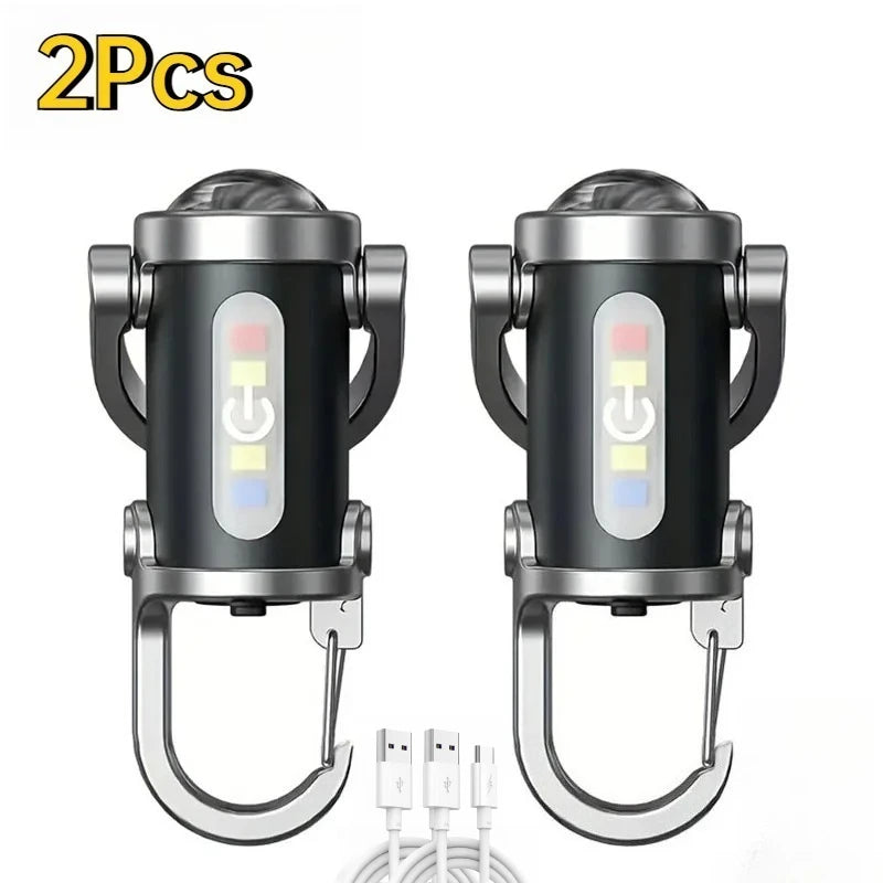 Portable Keychain Light Mini Keyring Flashlight Rechargeable Waterproof Pocket COB Work Lamp for Outdoor Hiking Outdoor Fishing