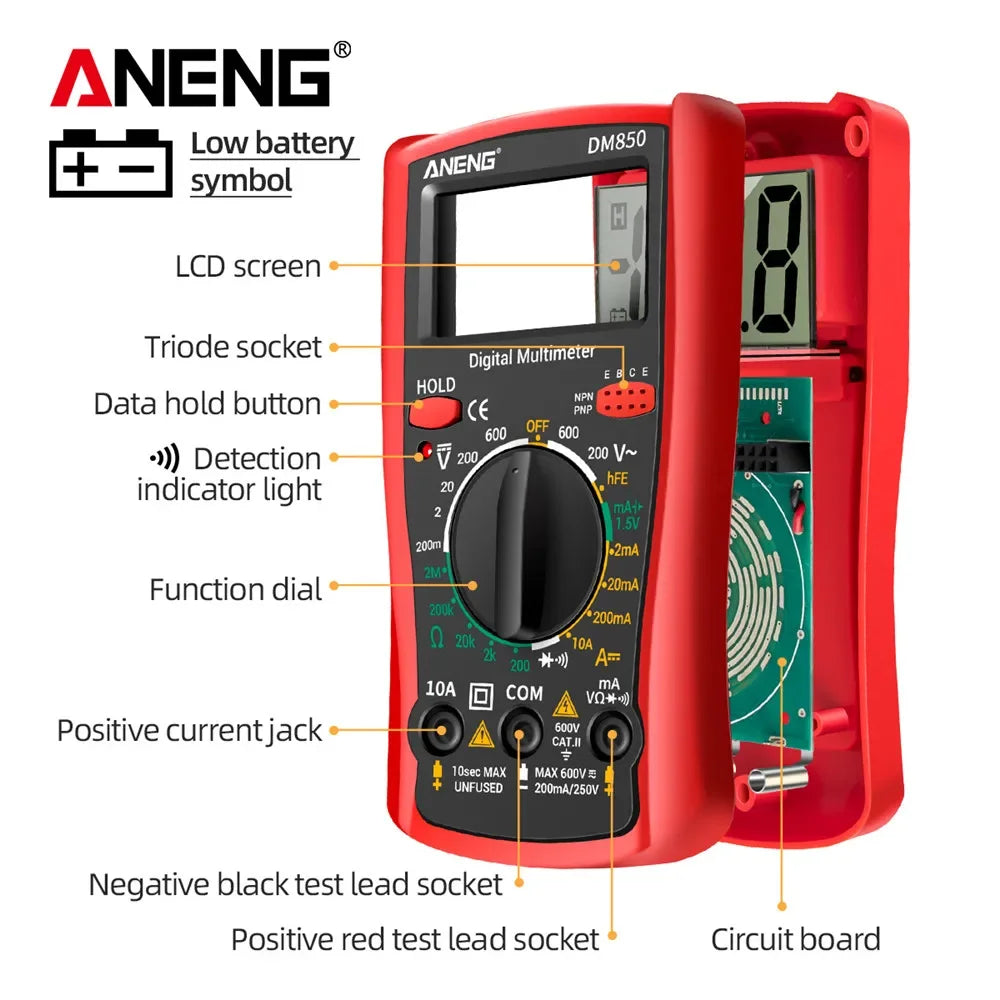 ANENG DM850 Smart Multimeters Professional Automatic AC/DC Votage Tester 1999 Counts Ohm Ammeter Detector ResistanceTest Tool