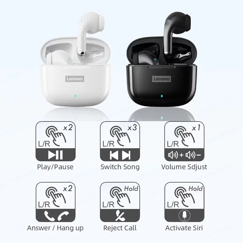 Auriculares Lenovo LP40 Pro Bluetooth V5.3, ligeros y resistentes al sudor, compatibles con teléfonos inteligentes, portátiles y computadoras