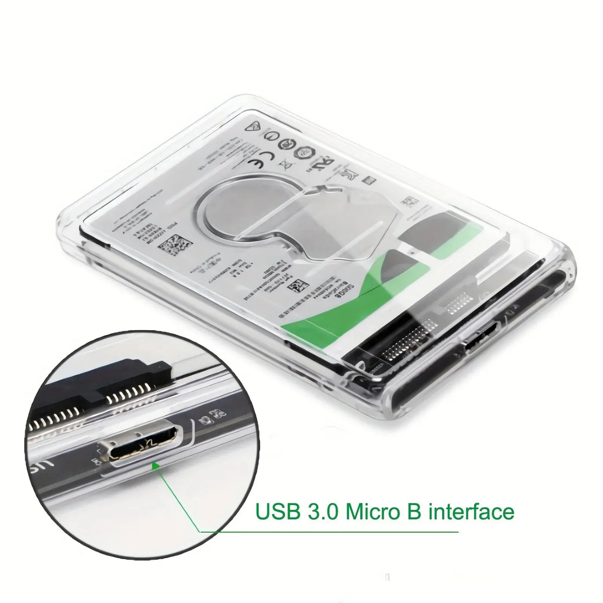 Boîtier HDD Externe USB3.0 5Gbps 2,5 Pouces Boîtier Disque Dur Transparent Boîtier de Disque Dur Externe SATA Boîtier de Stockage HDD SSD pour Ordinateur Portable PC