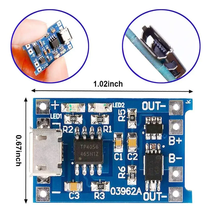 2/5PCS 5V 1A Micro/Type-c/Mini 18650 TP4056 Lithium Battery Charger Module Charging Board With Protection Dual Functions Li-ion
