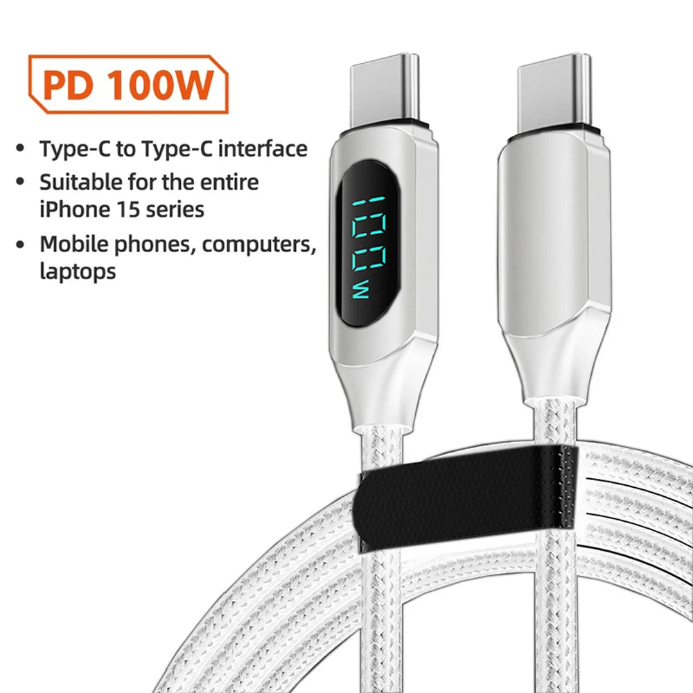 Toocki 100W Type C to Type C Cable PD Fast Charging Charger USB C to USB C Display Cable For Macbook iPad Data Cord Wire