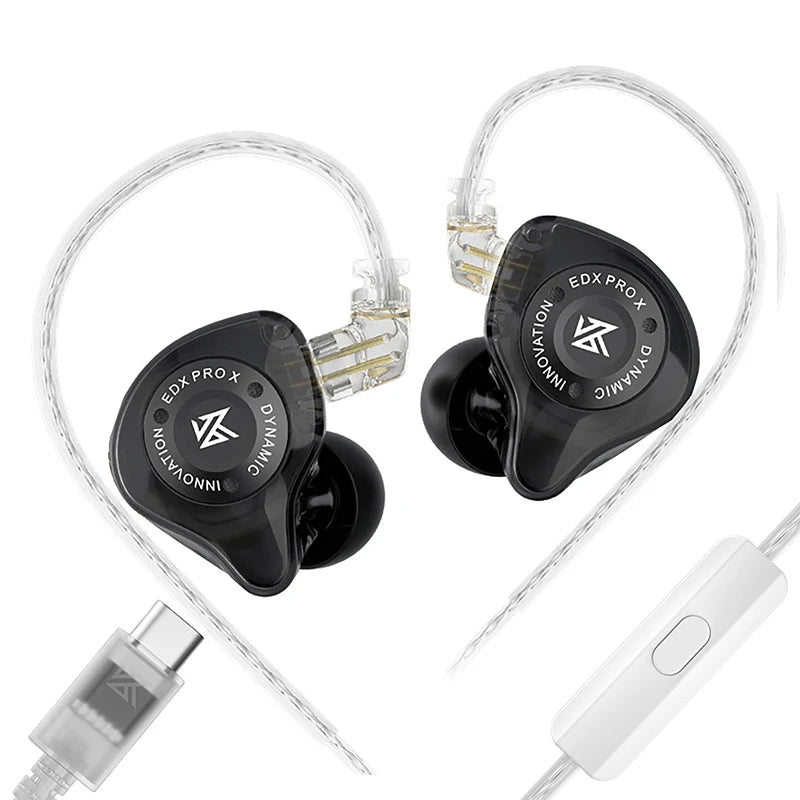 KZ EDX PRO X IEM-øretelefoner med dynamisk driver, HiFi-lyd og dyb bas, sportsørepropper med støjreduktion og aftageligt kabel