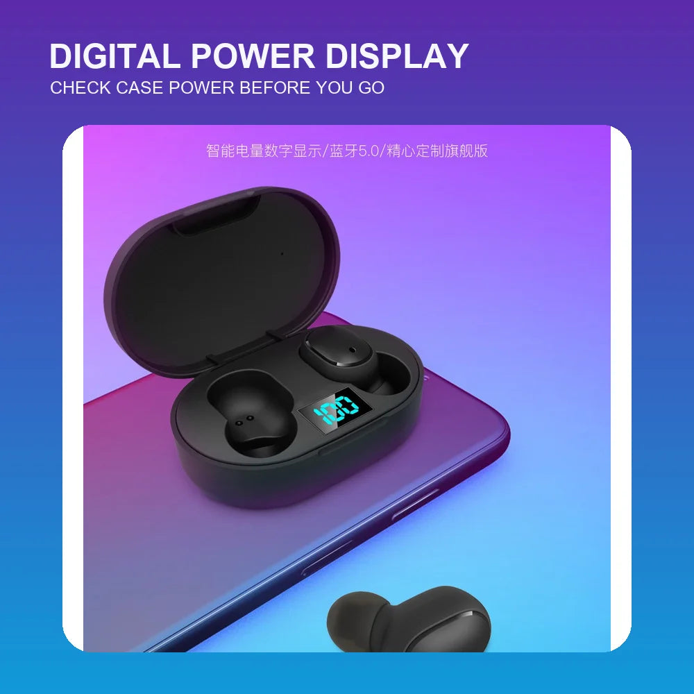 TWS-trådløse ørepropper med Bluetooth 5.0, digital skærm, mini-in-ear-hovedtelefoner, stereosamtaler og LED-opladningsetui