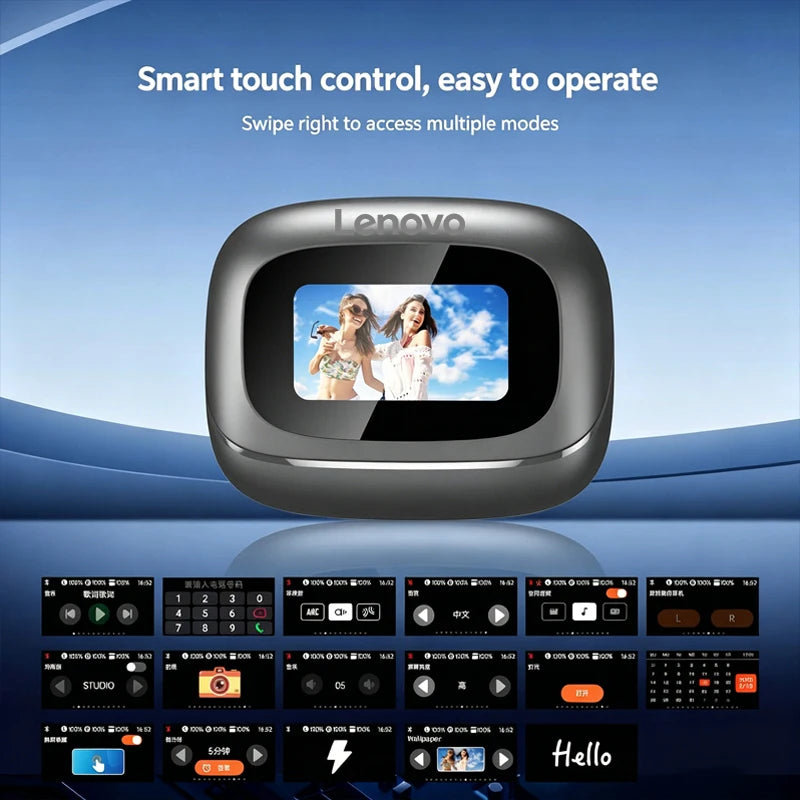 Lenovo TOUR PRO6 Touch-Multifunktionsdisplay, lange Akkulaufzeit, kabellose TWS-Ohrhörer mit ANC-Geräuschunterdrückung, ENC und sattem Bass