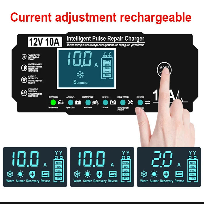 12V10A Car Battery Charger 14.6V10A Lithium Iron Phosphate Charger Motorcycle Battery Charger